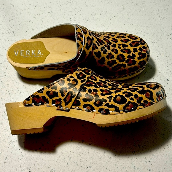 Verka Swedish Wooden Clogs leopard print size 40 u.s size 9.5 - Picture 3 of 8